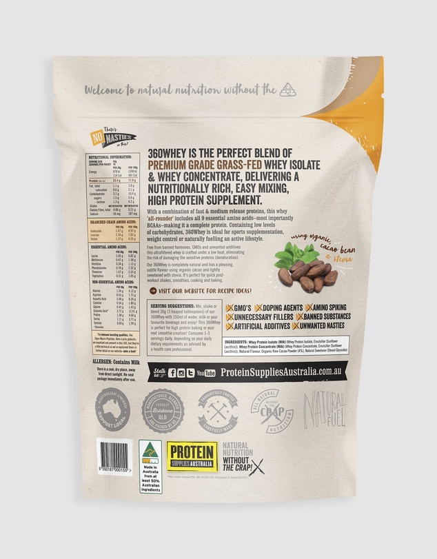 Protein Supplies Australia - 360Whey (WPI+WPC Combo) Chocolate