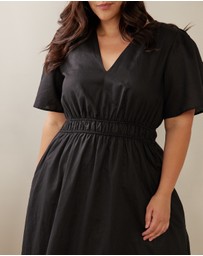 Atmos&Here Curvy - Jasmine Linen Blend Midi Dress