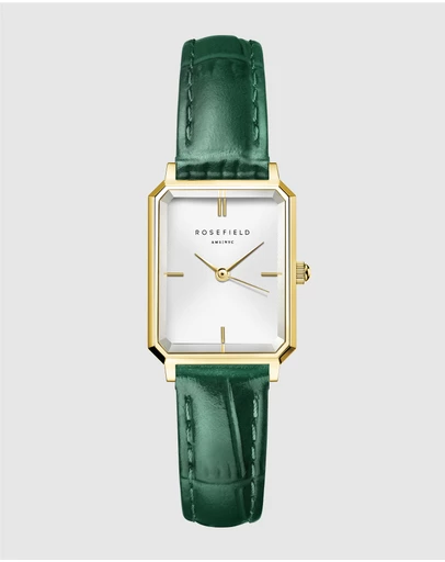 Rosefield - The Octagon XS Green Croco Leather Watch