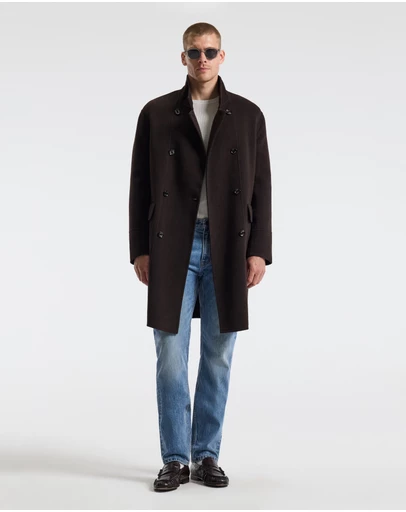 Calibre - Double Breasted Wool Cashmere Coat Chocolate