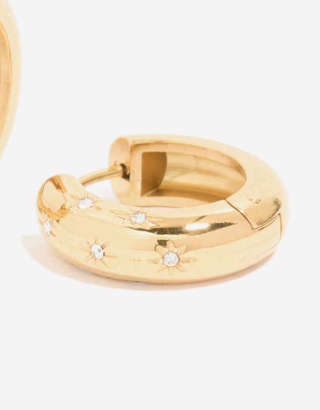 Lovisa - Waterproof Gold Plated Stainless Steel Diamante Star Huggie Earrings