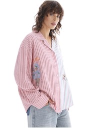THE TALES - Half n Half Illustrated Soleil Stripe Shirt