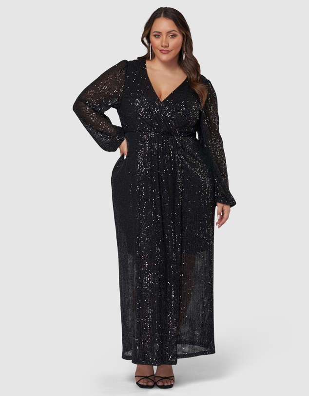 Pink Dusk by Curve Project - All I Want Sequin Maxi Dress
