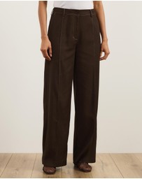 Atmos&Here - Mia Contrast Stitch Tailored Pants