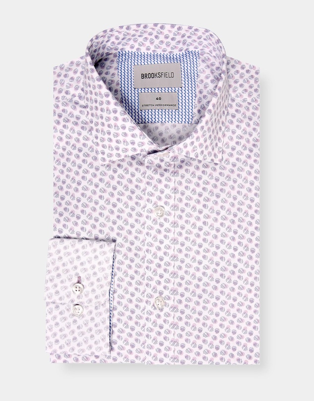 Brooksfield - Two-Tone Print Reg Fit Business Shirt