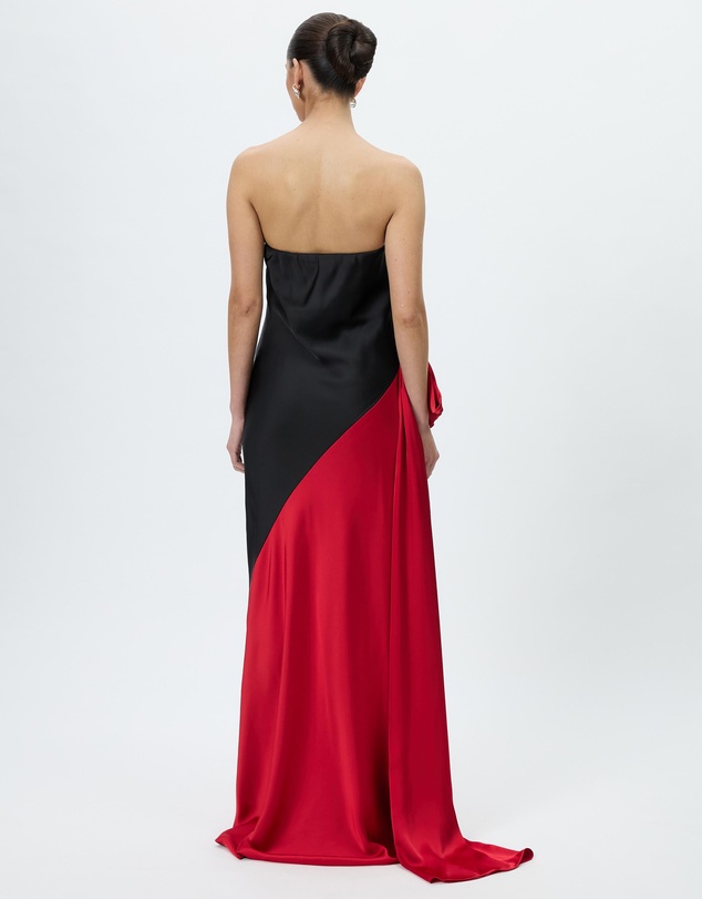 Norma Kamali - Spliced Bias Strapless Gown With Bow