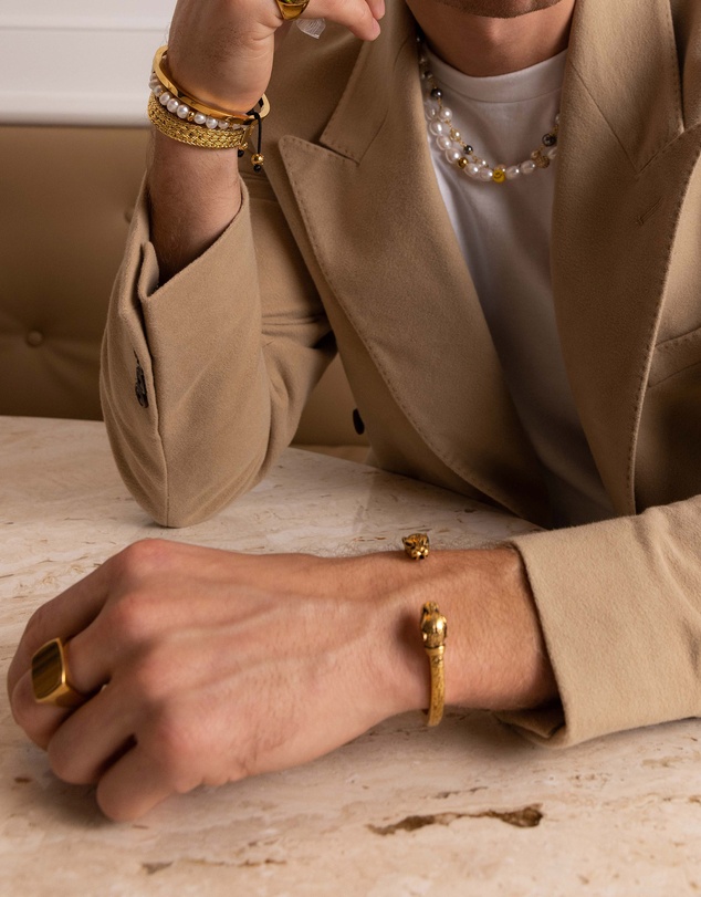 Nialaya Jewellery - Men's Adorned Panther Bangle