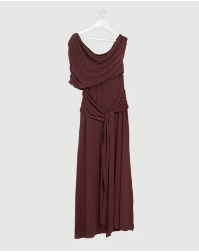 Revibe - Repaired CHANCERY Margot One Shoulder Drape Maxi Dress - AU 16
