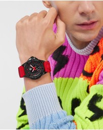 Philipp Plein - The $Kull 44mm Black Dial with Red Silicone Strap