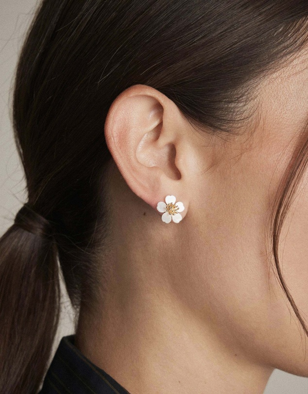 MIMCO - Resin Flower Stud Earrings - Pearl