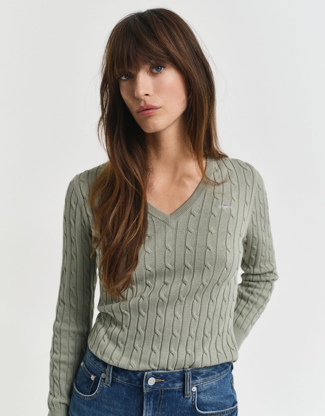 Gant - Stretch Cotton Cable V-Neck Knit