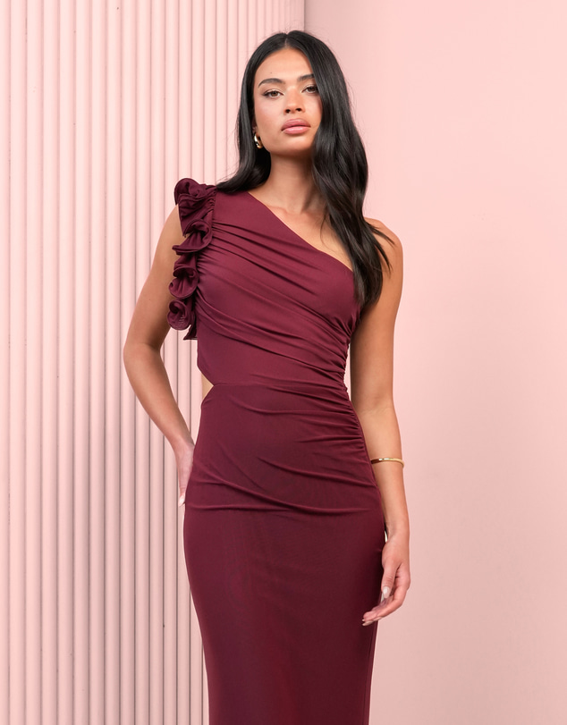 Azzurielle - Moore One Shoulder Frill Dress