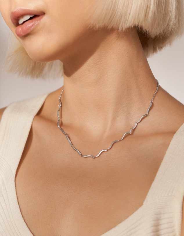 Skagen - Essential Waves Silver Tone Necklace