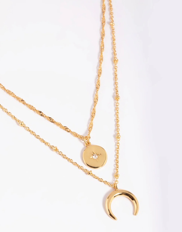 Lovisa - Gold Plated Brass Celestial Layered Necklace