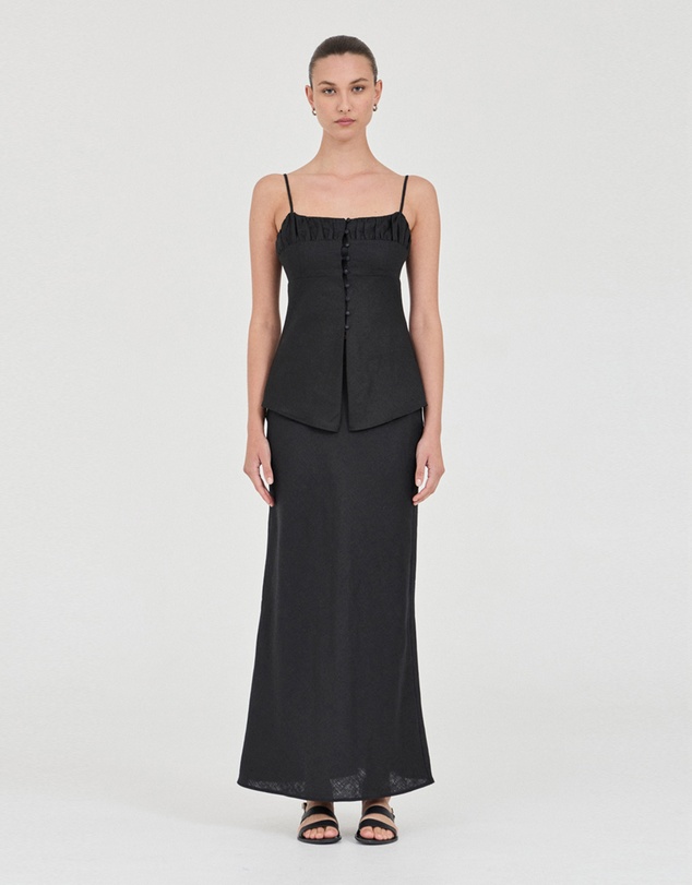 FRIEND of AUDREY - The Linen Buttoned Singlet Top