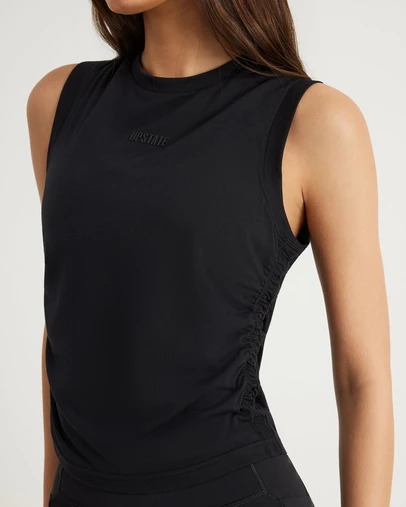 Upstate - Air Flex Gathered Tank Top - Black
