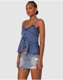 EDIKTED - Juniper Tie Front Ruffled Top
