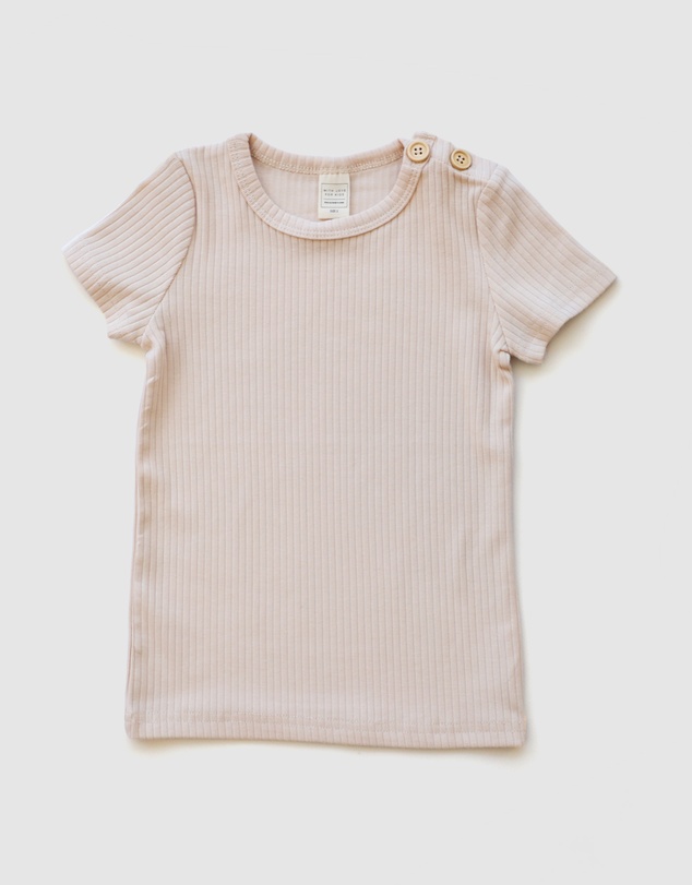 WITH LOVE FOR KIDS - BASICS Wide Ribbed Short Sleeve Top - Kids