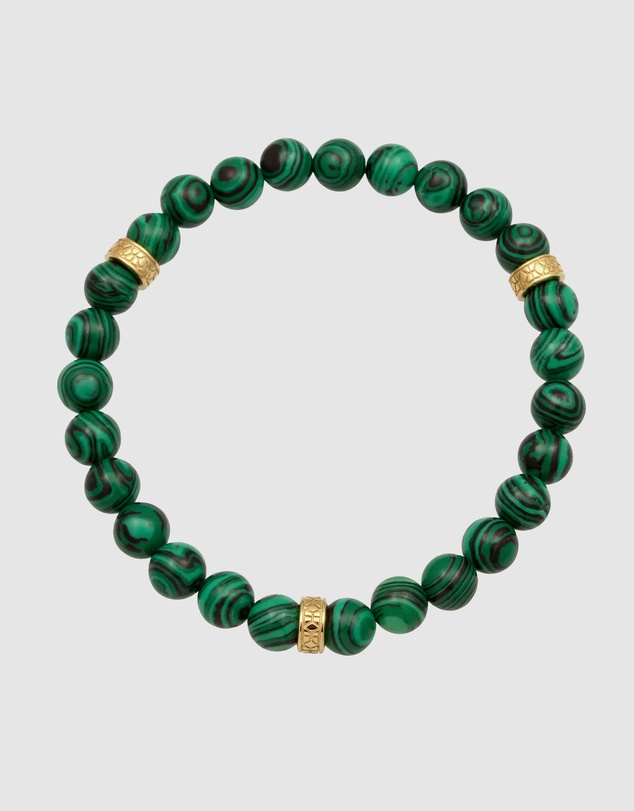 Kuzzoi - ICONIC EXCLUSIVE - Malachite Resin Bead Bracelet with Gold-Plated Silver Elements