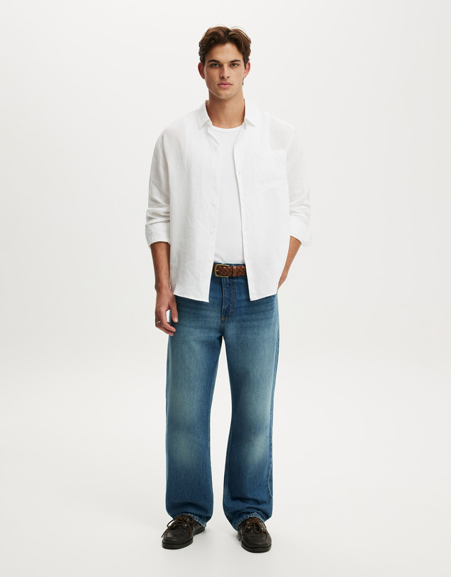 Cotton On - Relaxed Linen Long Sleeve Shirt