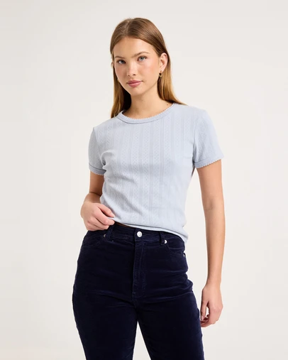 Rolla's - Pointelle Classic Tee - Dusty Blue