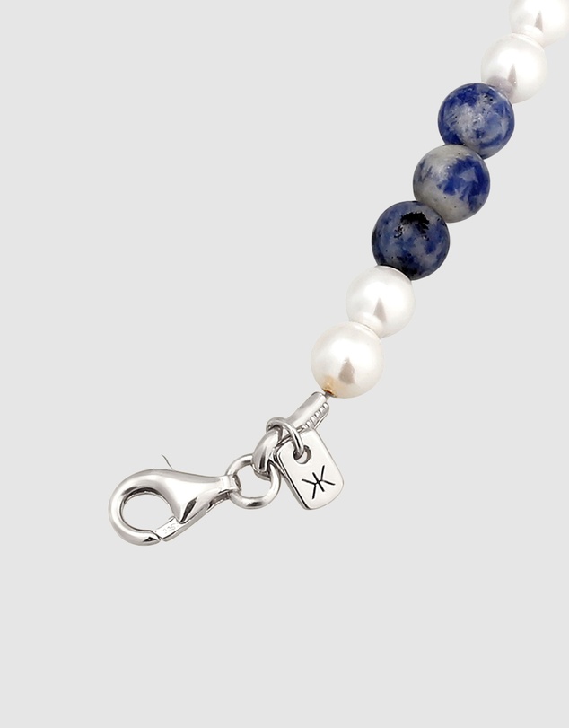 Kuzzoi - ICONIC EXCLUSIVE - Agate and Shell Pearl Bead Bracelet in 925 Sterling Silver