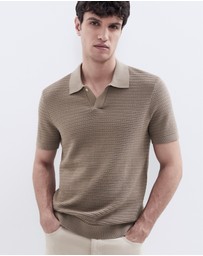 UNISON - Pointelle Stitch Knit Polo