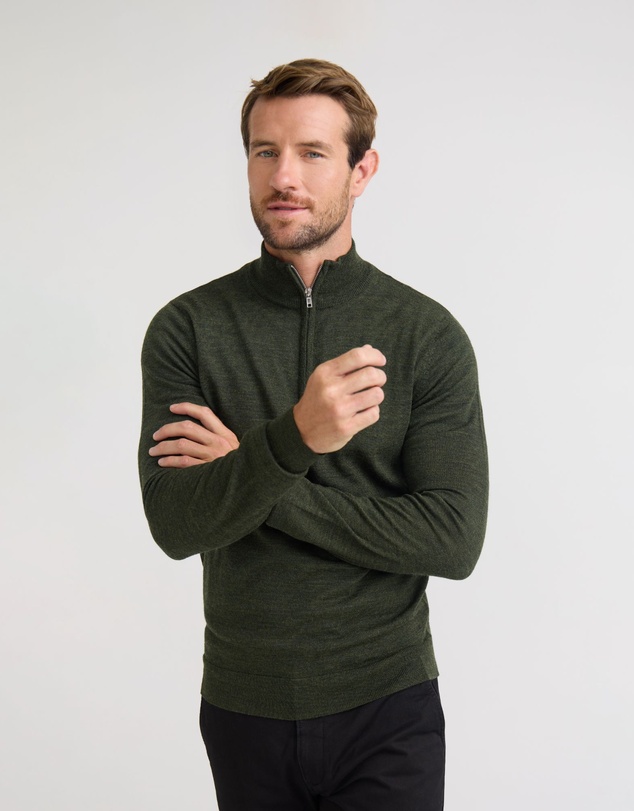 Oxford - Merino Zip Neck Pure Wool Pullover