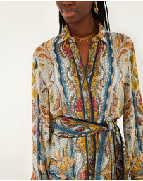 Farm Rio - Mosaic Garden Soft Blue Mini Dress