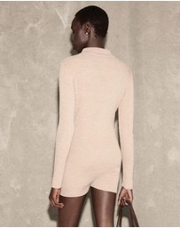 M.N.G - Ribbed Knitted Polo-Neck Playsuit