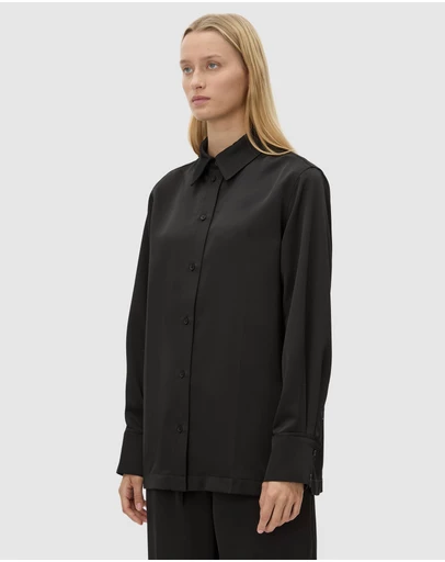 C&M CAMILLA AND MARC - Ground Satin Long Sleeve Shirt