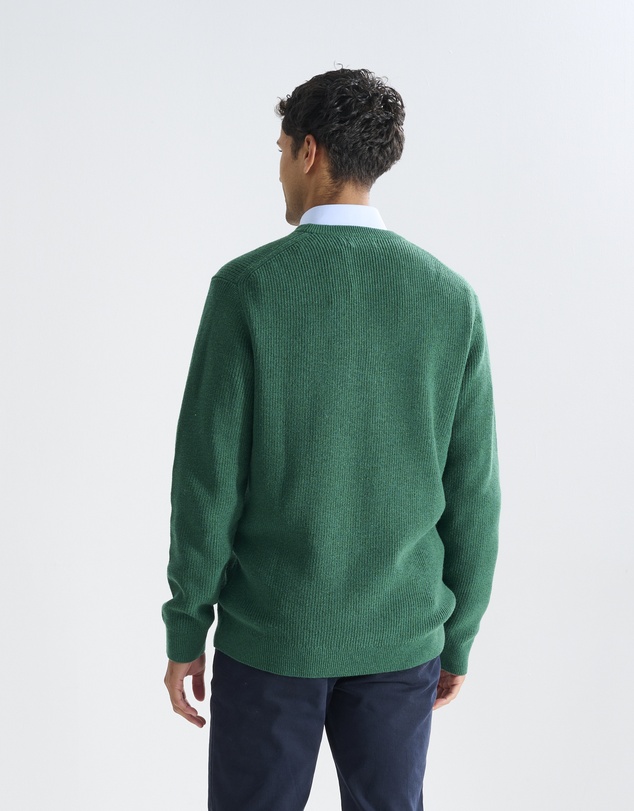 3 Wise Men - 3 Wise Men Drake Crew Neck Wool Blend Knit - Green