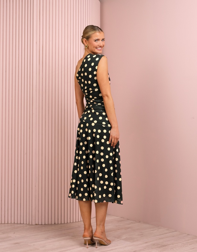 Azzurielle - Daylin Ruched Mesh Midi Dress