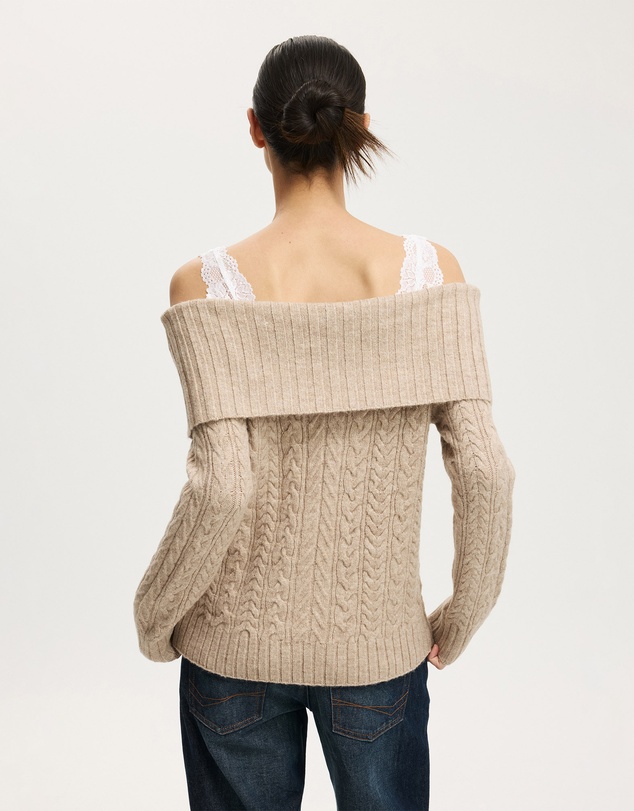 Cotton On - Fluffy Cable Off Shoulder Knit