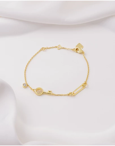 Wanderlust + Co - Crescent Key Gold Bracelet