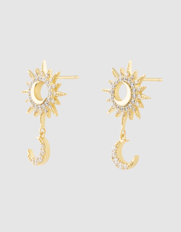 Wanderlust + Co - Sunlit Crescent Gold Drop Earrings