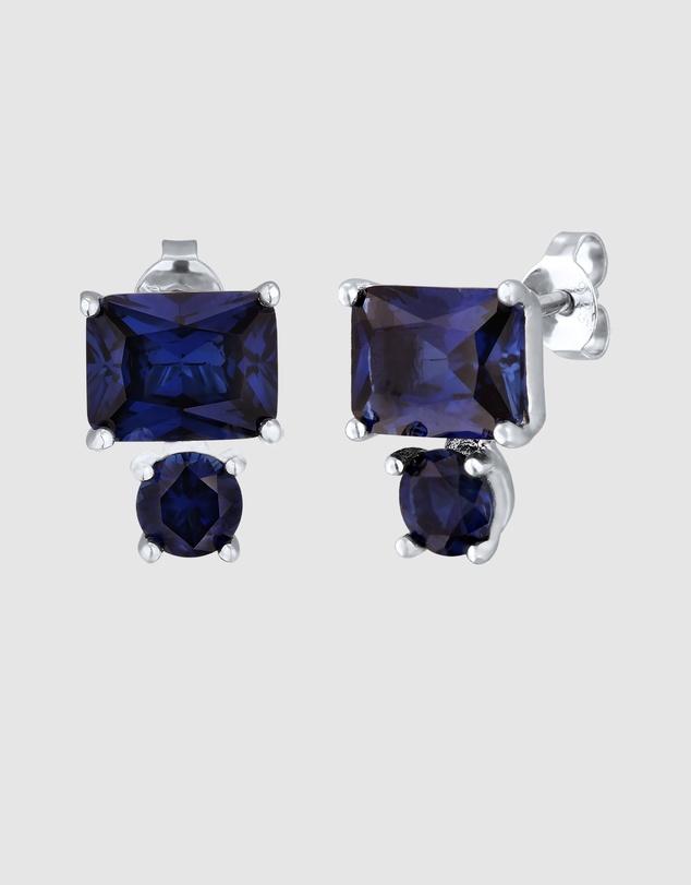 Elli Jewelry - Sapphire Stud Earrings in 925 Silver