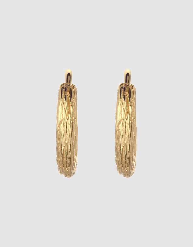 Kuzzoi - ICONIC EXCLUSIVE - Textured Hoop Earrings in Gold-Plated 925 Sterling Silver