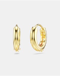 Swarovski - Matrix hoop earrings, Round cut, White, Gold-tone plated