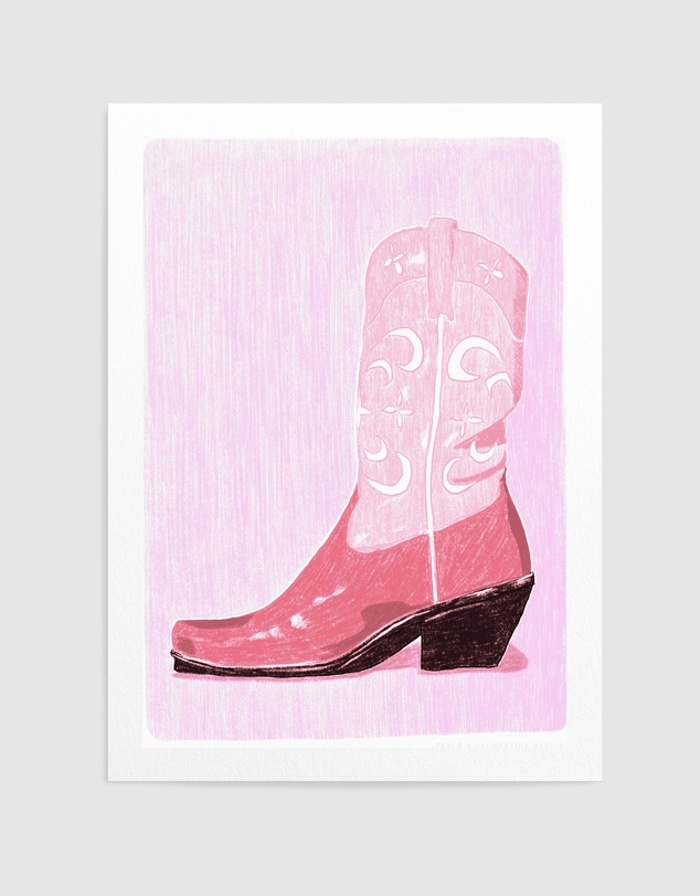 Olive et Oriel - Pac Cowgirl Boot by Jenny Liz Rome Art Print