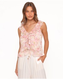 Petal & Pup - Ismena Tie Front Top - Blurred Pink Floral