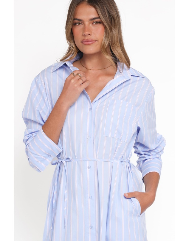 Petal & Pup - Harlan Long Sleeve Midi Dress - Blue Pink Stripe