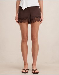 Forever New - Jessica Lace Trim Satin Shorts