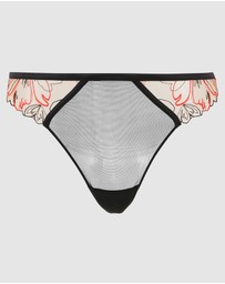 Sans Complexe - Alberta Sheer Mesh Tanga Brief with Embroidery