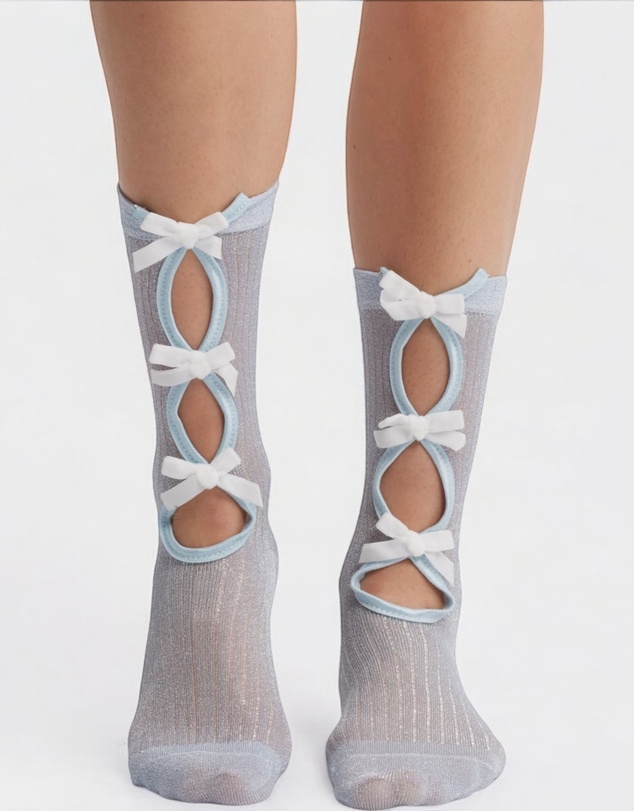 High Heel Jungle - Lurex Velvet Bow Socks