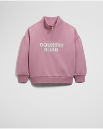 Country Road - Australian Cotton Blend Sequin Half Zip Sweat