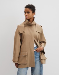 Country Road - Wool Blend Tailored Funnel Coat
