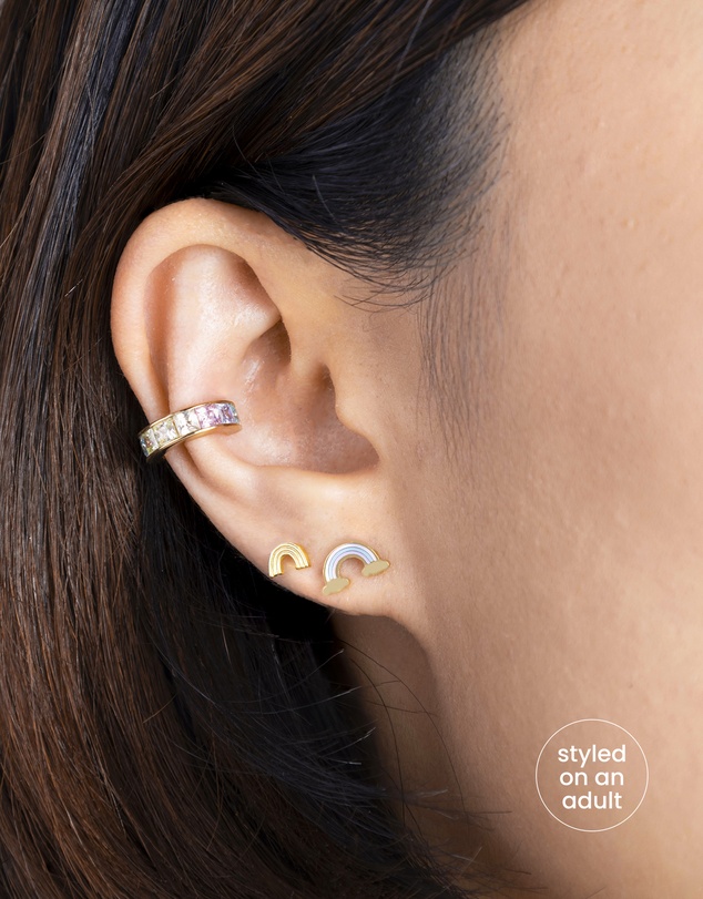 Wanderlust + Co - Rainbow Enamel Gold Flat Back Earrings