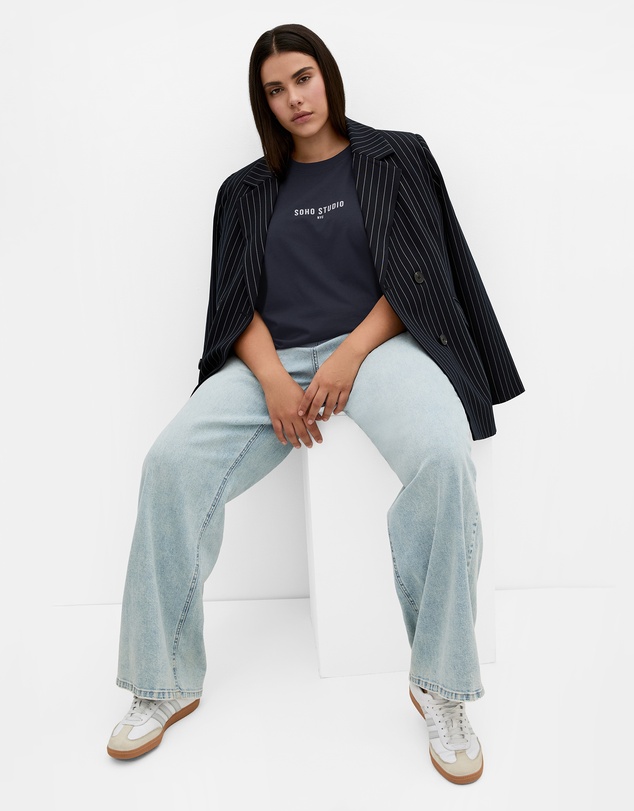 City Chic - Plus size Soho Cotton Tee - navy