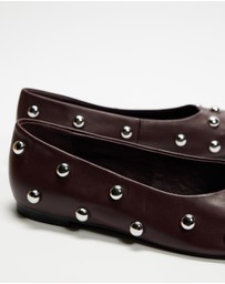 AERE - Studded Leather Ballet Flats